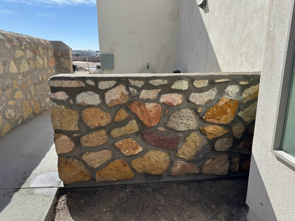 Detailed rock wall fence in El Paso TX