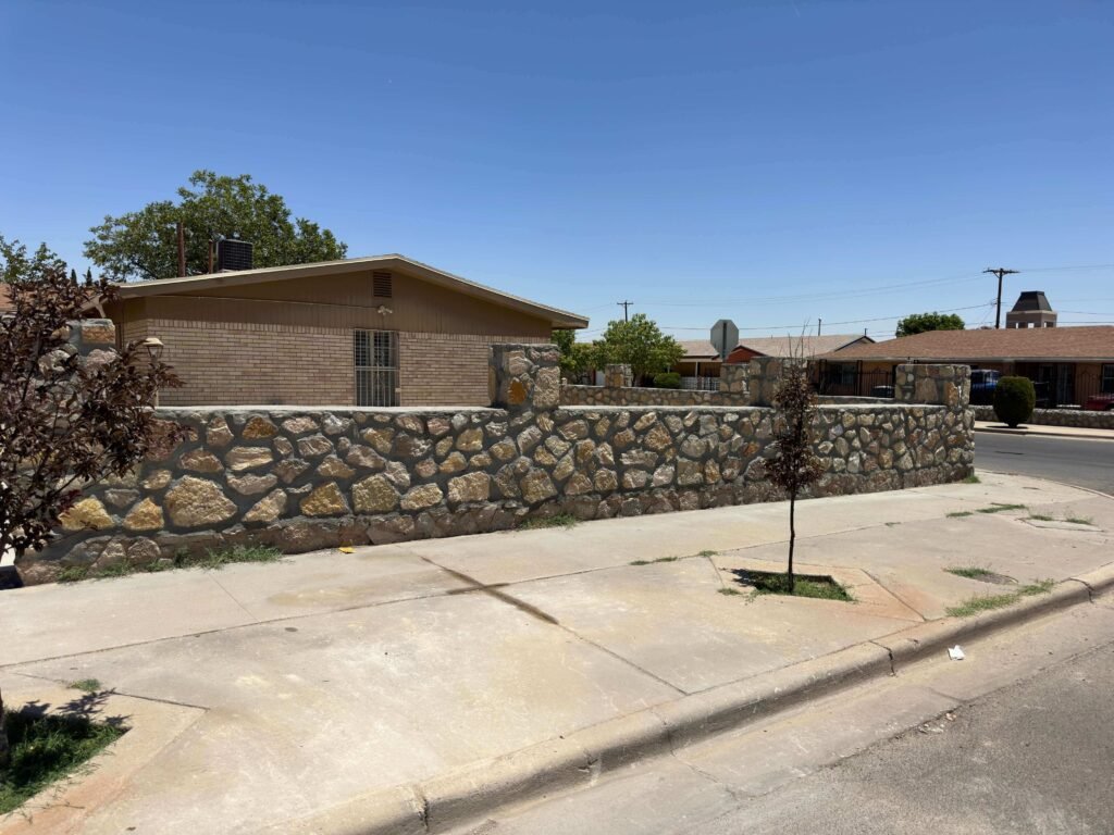 Rock wall fence in El Paso TX