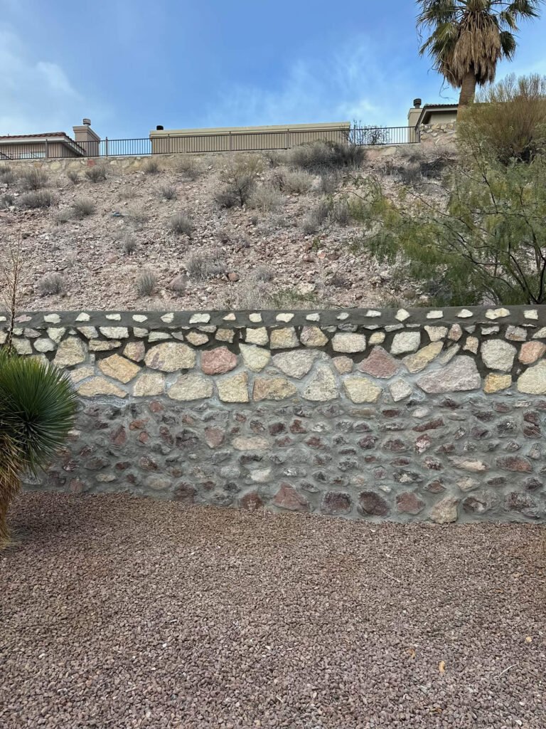 Rock wall installation in El Paso Texas