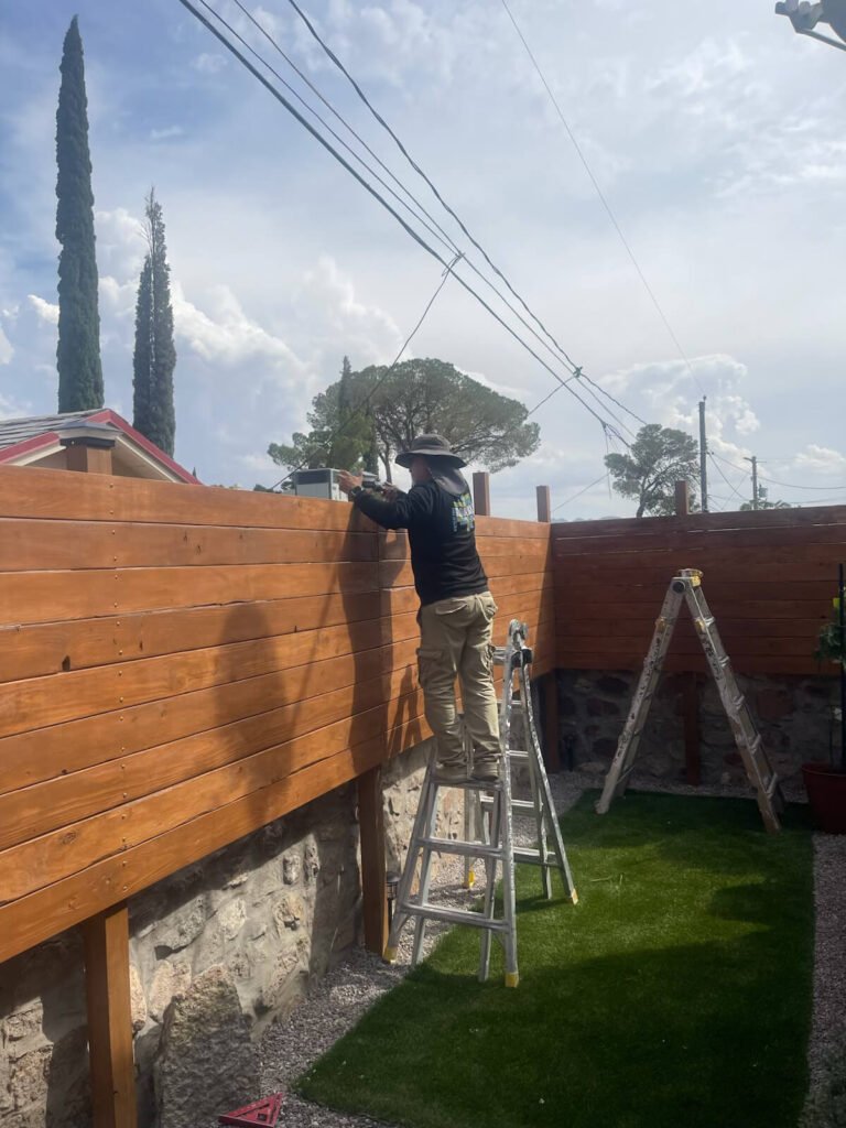 Wood privacy fence installation in El Paso TX