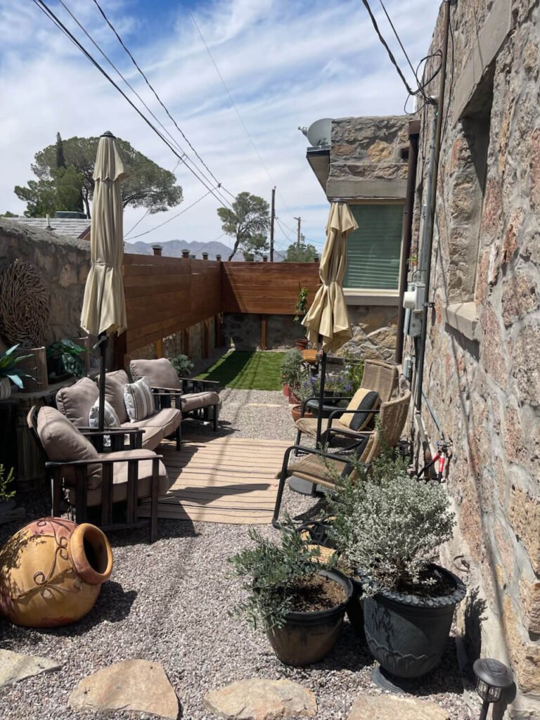 Wood and rock privacy fence installation in El Paso, Texas